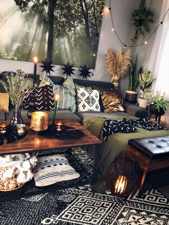 New Exotic Dark Boho Room Decor : (20 Amazing Ideas) - Decomagz